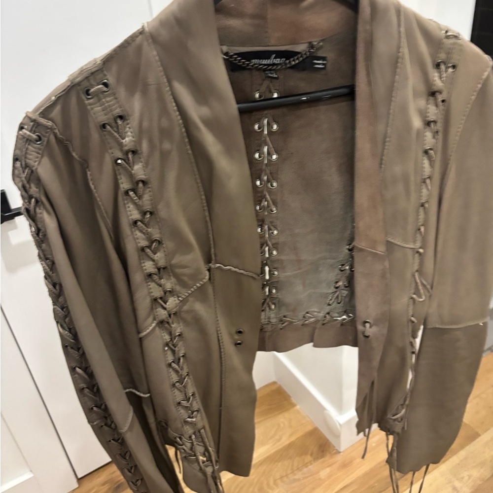 Muubaa Taupe Lace-Up Women's Blazer